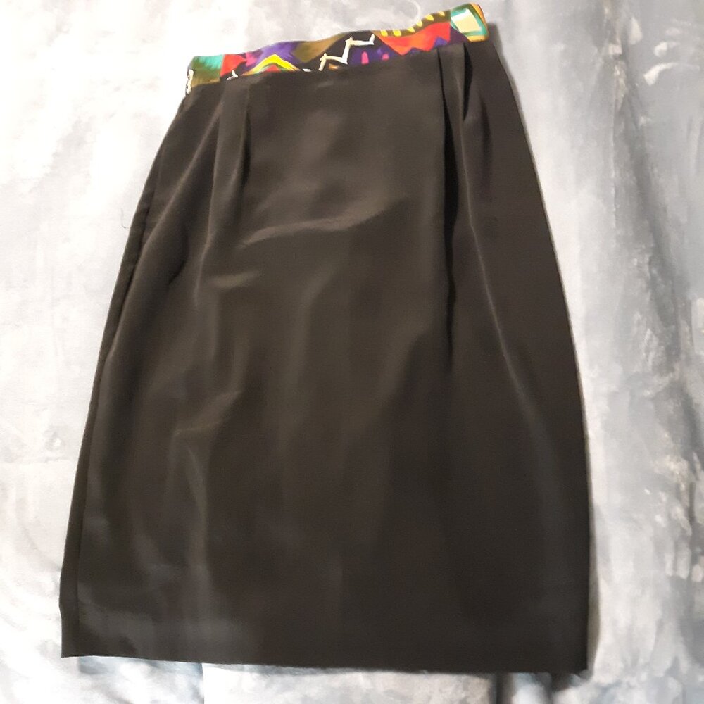 Pencil Skirt w/multi-color waistband